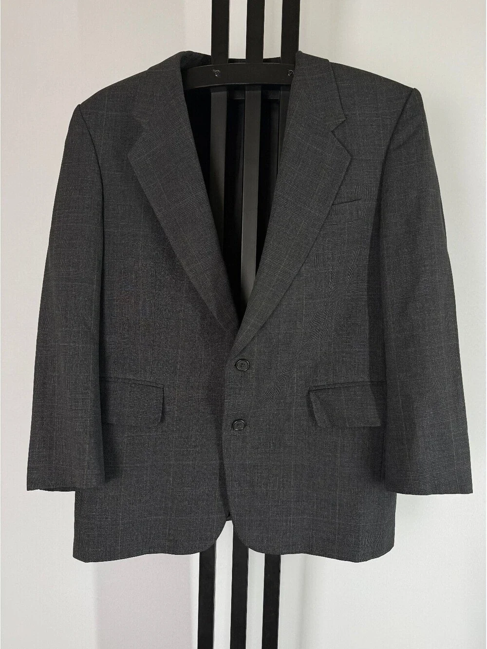 Oscar de la Renta Suit Mens 46S Charcoal Glen Plaid 48